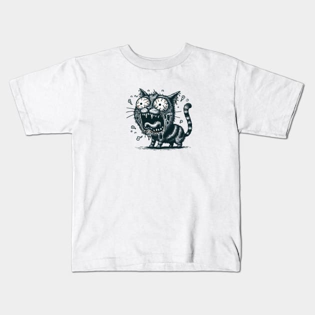 Screaming zombie cat Kids T-Shirt by AnnArtshock